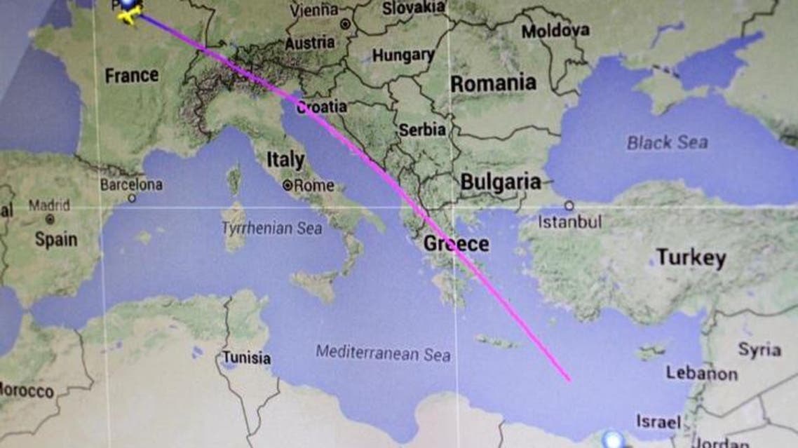 The flight path of EgyptAir flight MS804 from Paris to Cairo. (Map: Flightradar24.com/Handout via Reuters)