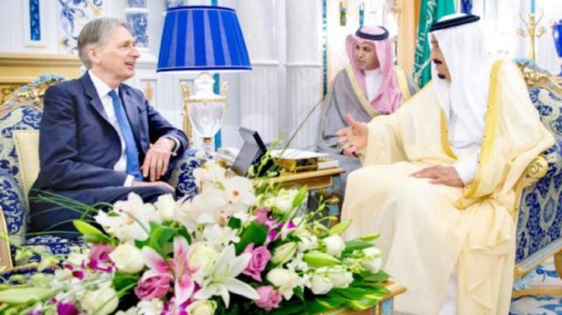 Hammond arrived in Saudi Arabia for the first leg of a three-day visit to Gulf countries. (SPA)
