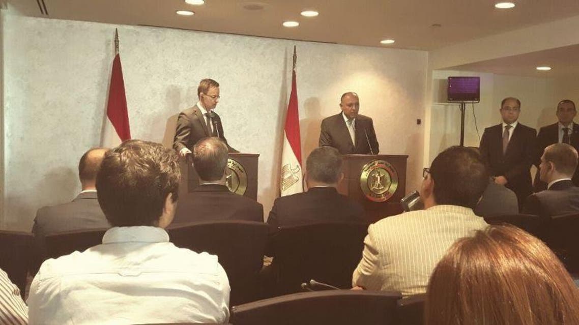 سامح شكري خلال المؤتمر الصحفي