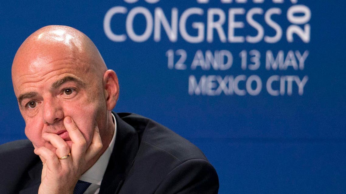 In this May 13, 2016 file photo FIFA President Gianni Infantino gives a press conference following the closing of the 66th FIFA Congress in Mexico City. (AP)