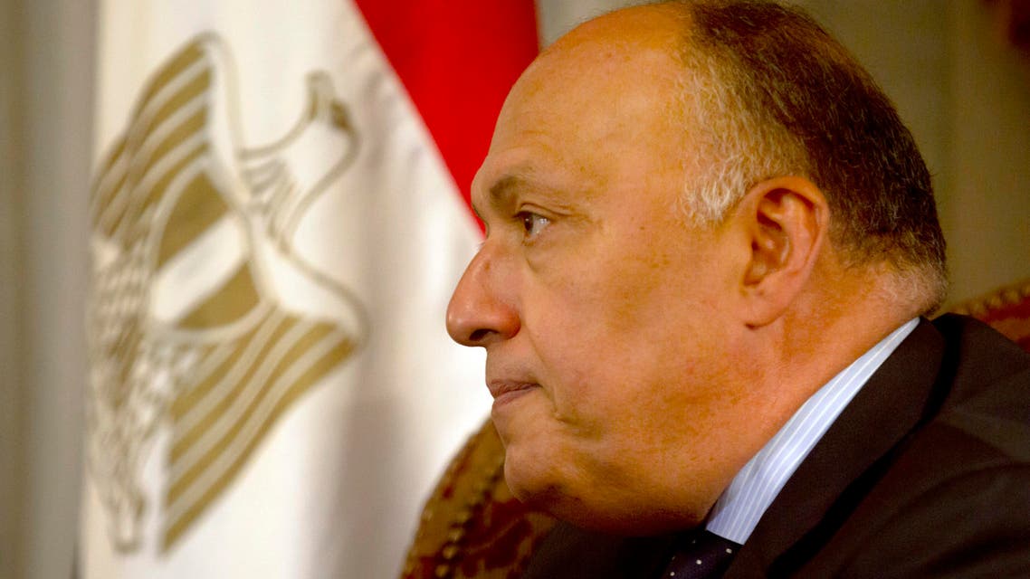 Egyptian Foreign Minister Sameh Shoukry listens to his Canadian counterpart Stephane Dion during a press conference after their meeting at Tahrir Palace in Cairo, Egypt, Wednesday, May 25, 2016. (AP)