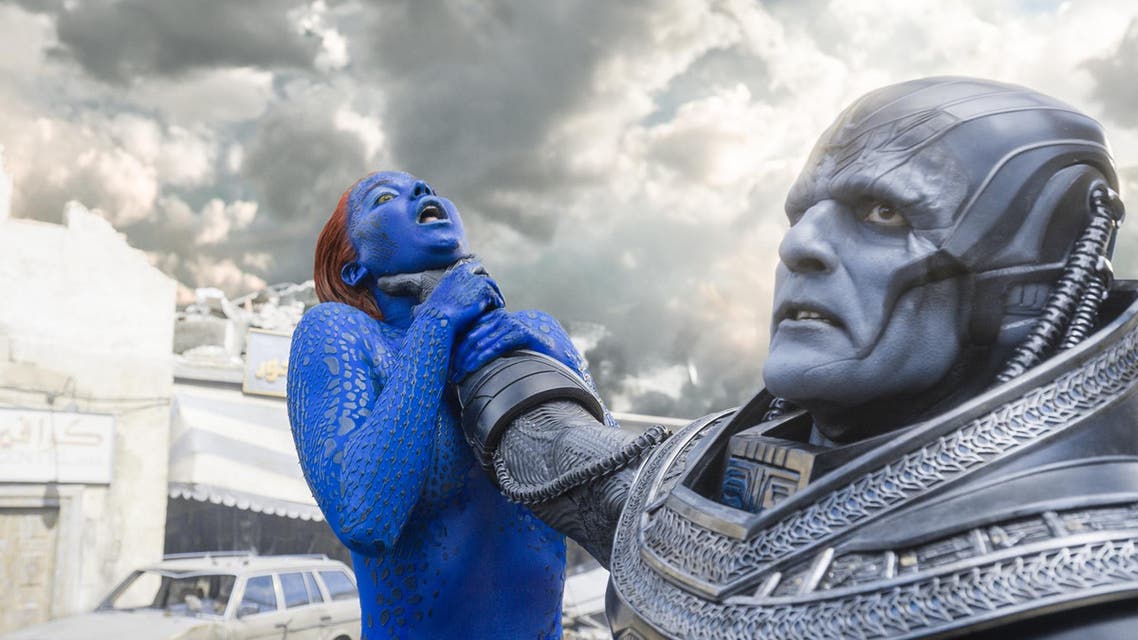 The billboard has been criticized by some who are offended by the imagery of Oscar Isaac's Apocalypse choking Mystique. (Photo courtesy: 20th Century Fox)