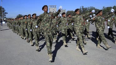Libyan Army soldiers march during a military graduation parade in Tripoli December 24, 2015. REUTERS