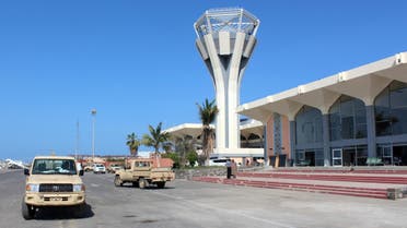 Pick-up truck drive on May 5, 2016 at the International Airport of the southern port city of Aden, as the first passenger plane landed after the airport reopened after months of closure due to security issues. (AFP)