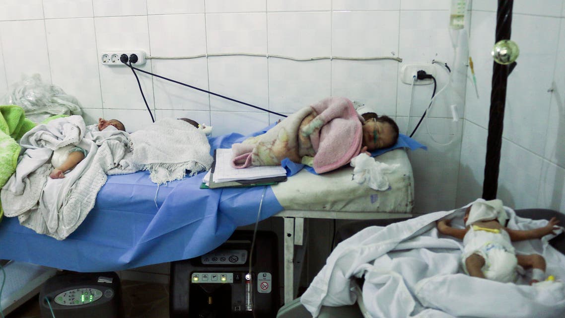 A picture taken on June 8, 2016 shows Syrian newborns who have been evacuated by medical staff from a children's hospital in the rebel-held eastern Aleppo following reported government bombardment which hit within a few hundred metres (yards) of three medical facilities. AFP