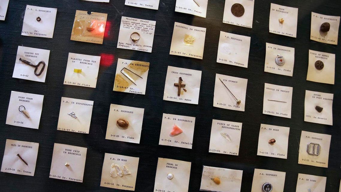 A variety of items ingested by children, from a sardine can key to a crucifix, are displayed at Boston Children's Hospital in Boston, Wednesday, June 8, 2016. (Photo: AP)