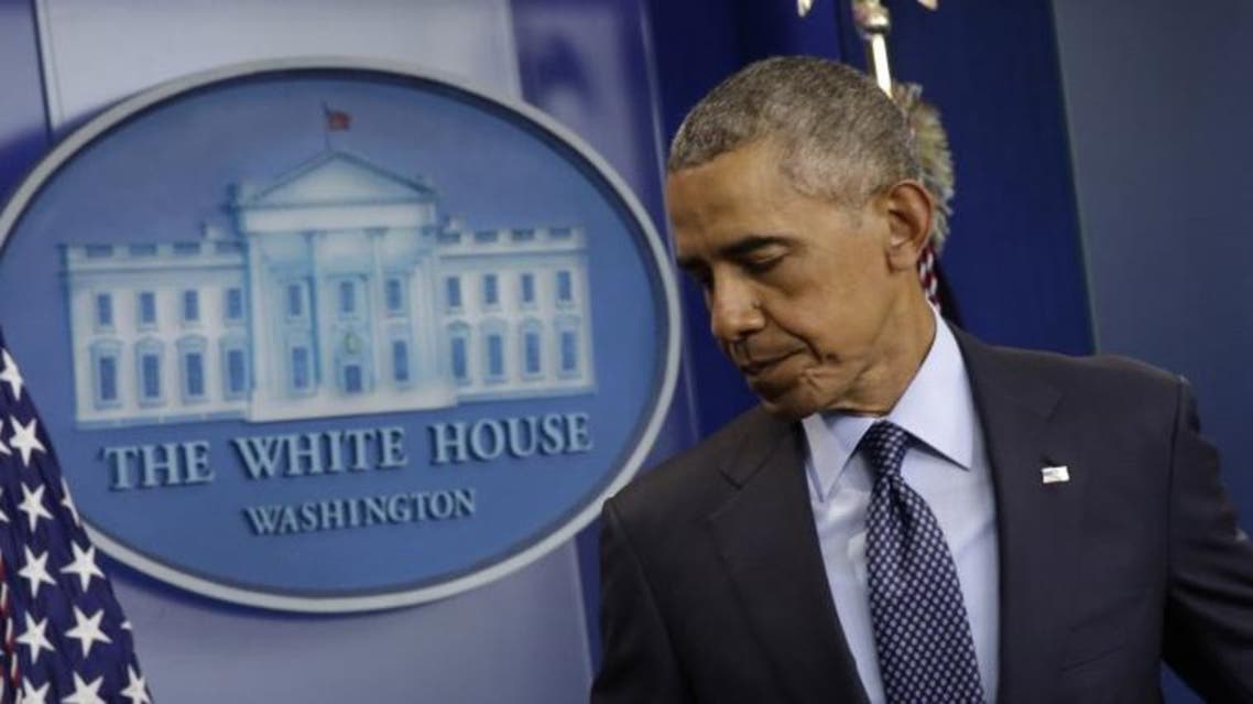 US President Barack Obama turns to leave after making a statement on the mass shooting at an Orlando, Florida nightclub in the White House Briefing Room in Washington, DC on June 12, 2016. AFP