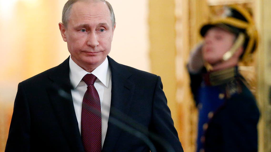 Russian President Vladimir Putin arrives for a state awards ceremony in the Kremlin in Moscow, Russia, on Sunday, June 12, 2016. (AP)