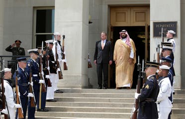 US Secretary of Defense Ash Carter (C-L) hosts an enhanced honor cordon to welcome Saudi Arabia's Deputy Crown Prince and Minister of Defense Mohammed bin Salman to the Pentagon in Washington, June 16, 2016.  (Reuters)