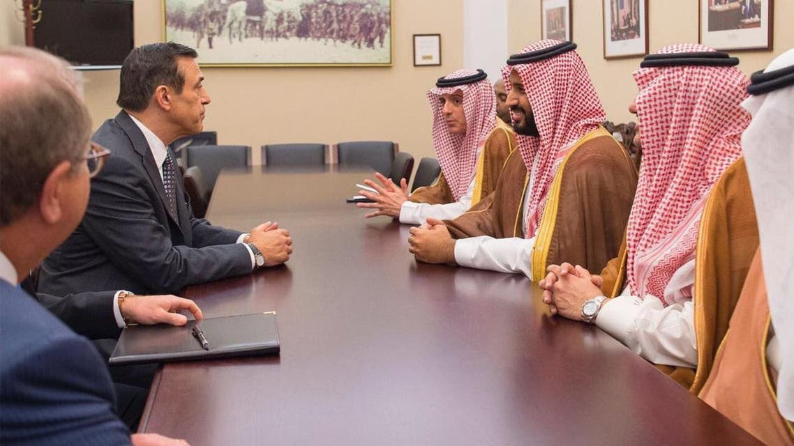 Saudi Arabia’s Deputy Crown Prince Mohammed bin Salman meets with the chairman members of the US Senate Committee on Foreign Relations, Washington, June 15, 2016. (SPA)
