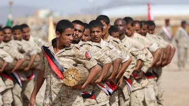 Soldiers loyal to Yemen's President Abd-Rabbu Mansour Hadi take part in a parade in Marib. (Reuters)
