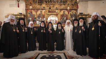In this Friday, June 17, 2016 photo released by Holy and Great Council, leaders of ten Orthodox churches pose for a family picture at the Orthodox Academy of the Greek island of Crete. (AP)