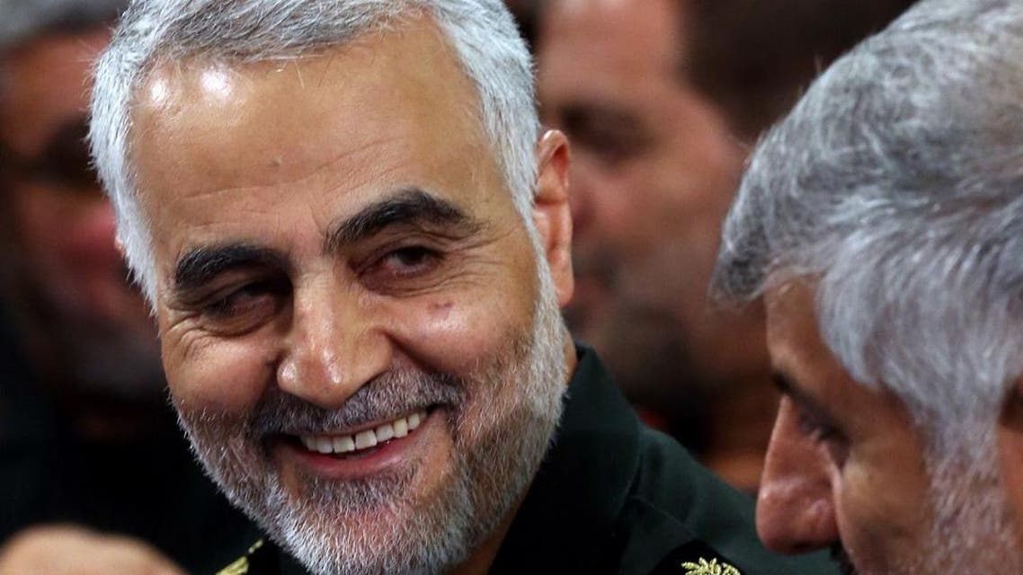 A handout picture released by the official website of the Centre for Preserving and Publishing the Works of Iran's supreme leader Ayatollah Ali Khamenei, shows the commander of the Iranian Revolutionary Guard's Quds Force, Gen. Qassem Suleimani, attending a meeting of Revolutionary Guard's commanders with Khamenei in Tehran on September 16, 2015. Khamenei warned commanders of the elite Revolutionary Guards to be on alert for "political and cultural" infiltration by the United States. AFP PHOTO