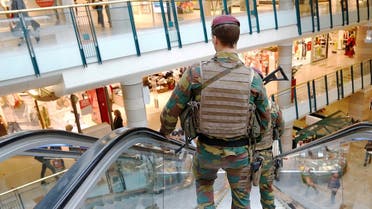 Belgian soldiers patrol the shopping center City2 in central Brussels. (Reuters)