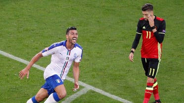 Italy's Graziano Pelle celebrates after scoring their second goal. (Reuters)