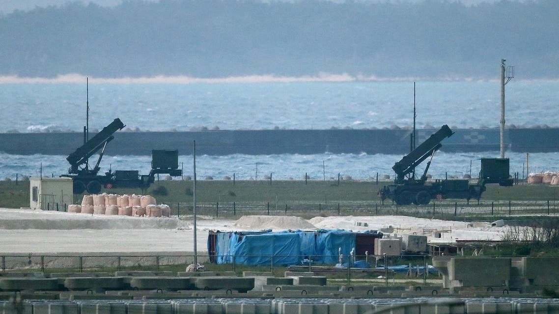 Japanese Self-Defense Force ground-based Patriot Advanced Capability-3 (PAC-3) interceptors are seen in position on the grounds in Ishigaki, Okinawa prefecture on February 7, 2016. North Korea launched a long-range rocket on February 7, 2016 in defiance of warnings from the US and South Korea, Seoul's military said. JAPAN OUT AFP PHOTO / JIJI PRESS JIJI PRESS / AFP