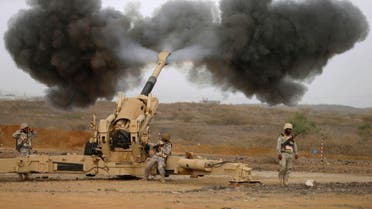 Saudi army artillery fire shells towards Houthi positions from the Saudi border with Yemen April 13, 2015. (Reuters)