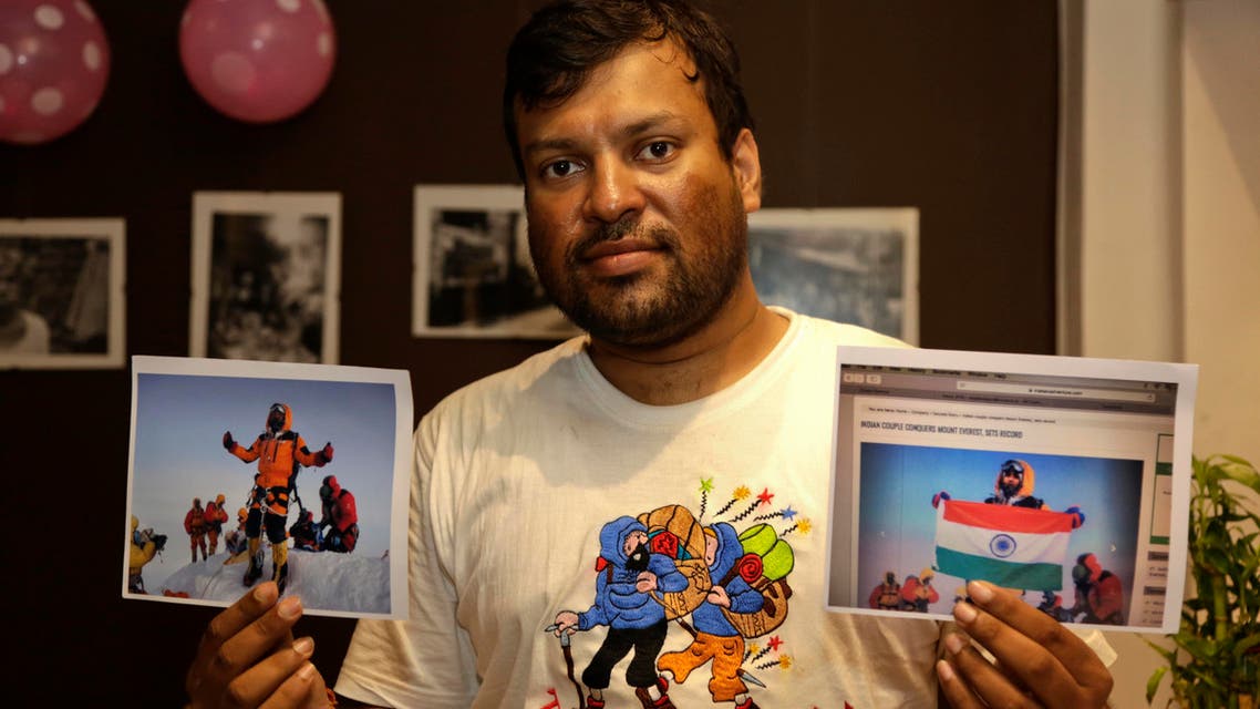 The couple were issued climber’s certificates from the Nepal government after they presented a photograph of themselves on the 8,850-meter (29,035-foot) summit. (AP)