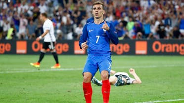 France's Antoine Griezmann celebrates scoring their second goal REUTERS
