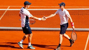 Great Britain's Jamie Murray and Dominic Inglot during their doubles match against Serbia's Filip Krajinovic and Nenad Zimonjic. (Reuters)