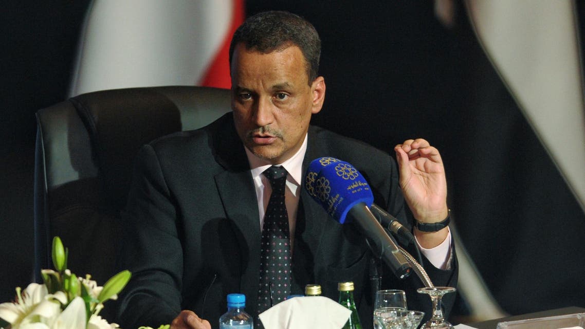 The United Nations envoy overseeing Yemen's peace talks Ismail Ould Cheikh Ahmed holds a press conference in Kuwait city on Friday, April 22, 2016. (AP)