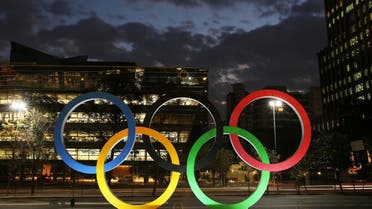 Olympic rings are seen at the entrance of office building ahead of the Rio 2016 Olympic Games, in Sao Paulo, Brazil, July 19, 2016. REUTERS