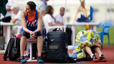 Russia's Maria Kuchina, left, and Natalya Aksyonova prepare to compete in Russian Athletics Cup, at Zhukovsky, outside Moscow, Russia, Thursday, July 21, 2016. (ap)
