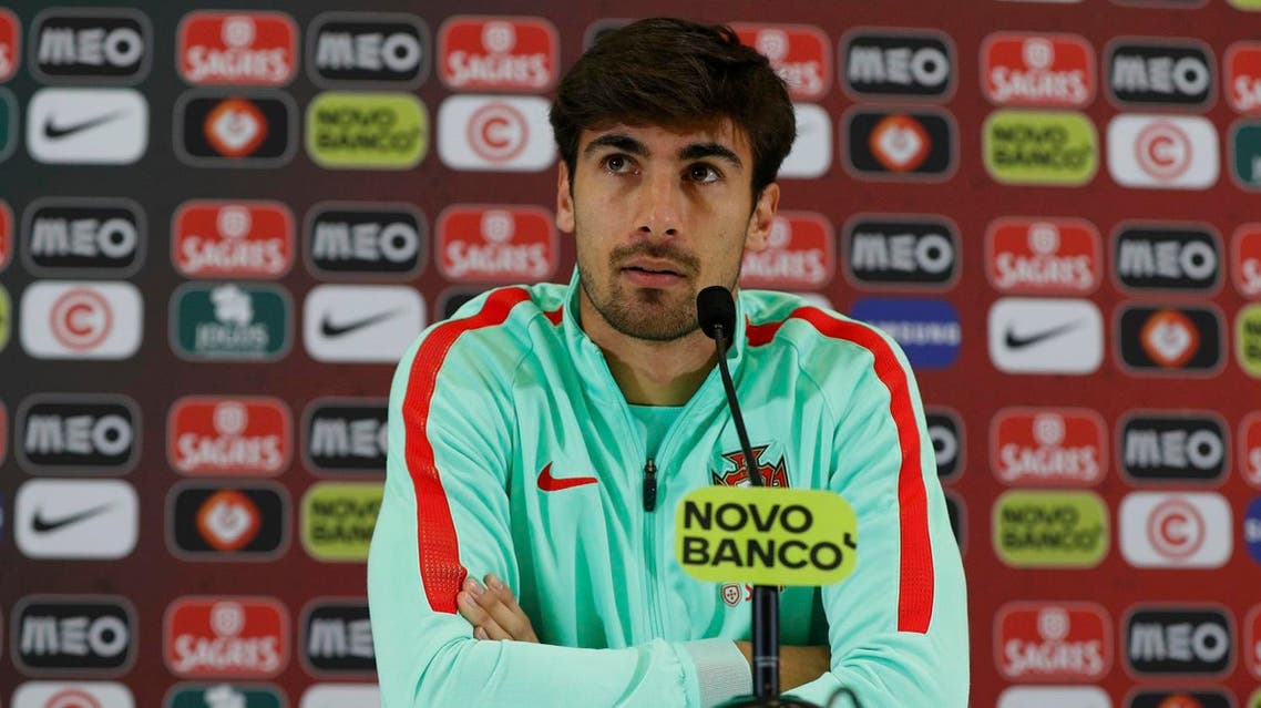 Portugal's Andre Gomes during the news conference. REUTERS/John Sibley