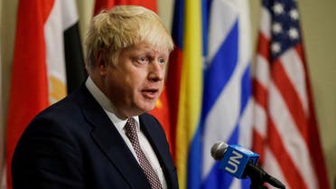 British Foreign Secretary Boris Johnson gives his remarks during a stake-out at United Nations headquarters in New York U.S., July 22, 2016. REUTERS