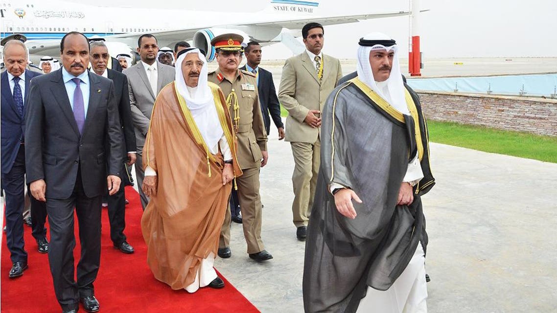 Kuwaiti Emir Sheikh Sabah Al Sabah arrives in the Mauritanian capital Nouakchott ahead of the summit. (KUNA)