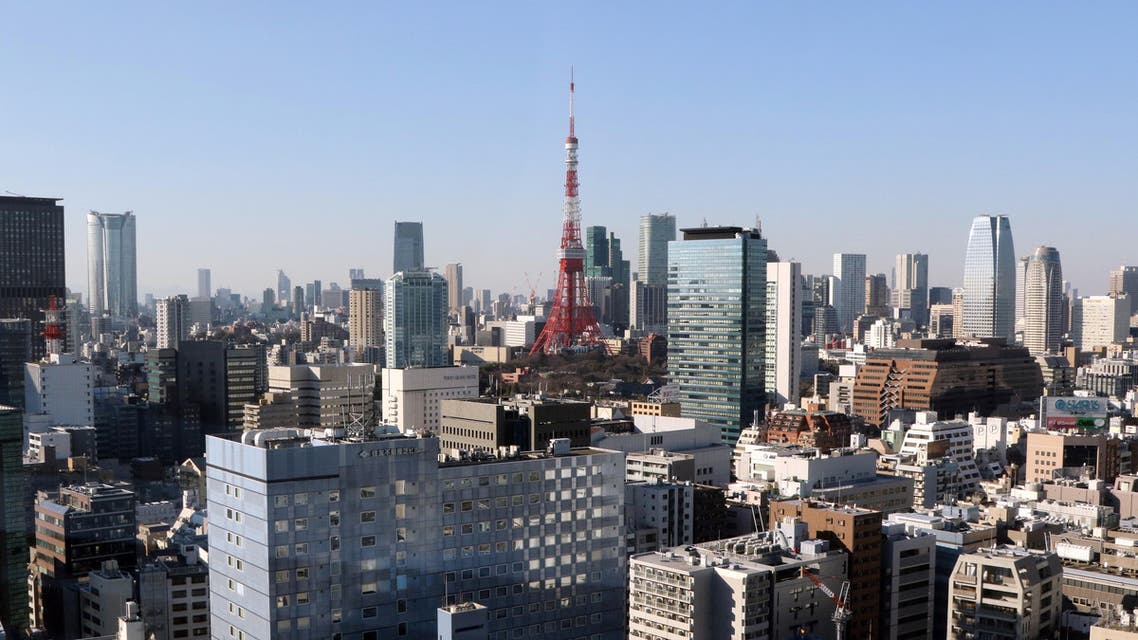 This picture taken on February 3, 2015 shows a general view of the Tokyo Tower (C) and the skyline of central Tokyo. (AFP)