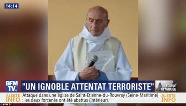 A still from a French TV station show the slain priest, named as Jacques Hamel. (Photo courtesy BFM TV)