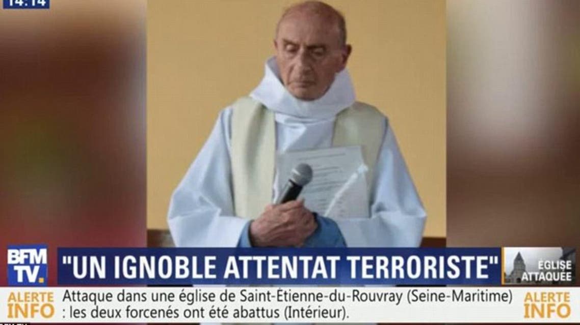 A still from a French TV station show the slain priest, named as Jacques Hamel. (Photo courtesy BFM TV)