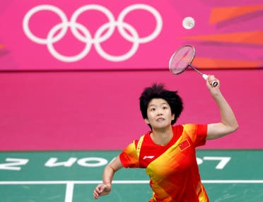 China's Wang Xin returns a shot to India's Saina Nehwal during their women's singles badminton bronze medal match at the London 2012 Olympic Games at the Wembley Arena August 4, 2012. (Reuters)