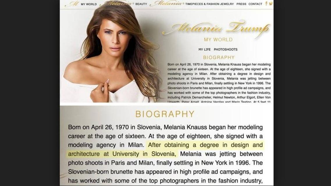 The website disappeared after US media questioned whether the wife of the Republican nominee for president had a degree. (Photo courtesy: www.mcclatchydc.com)