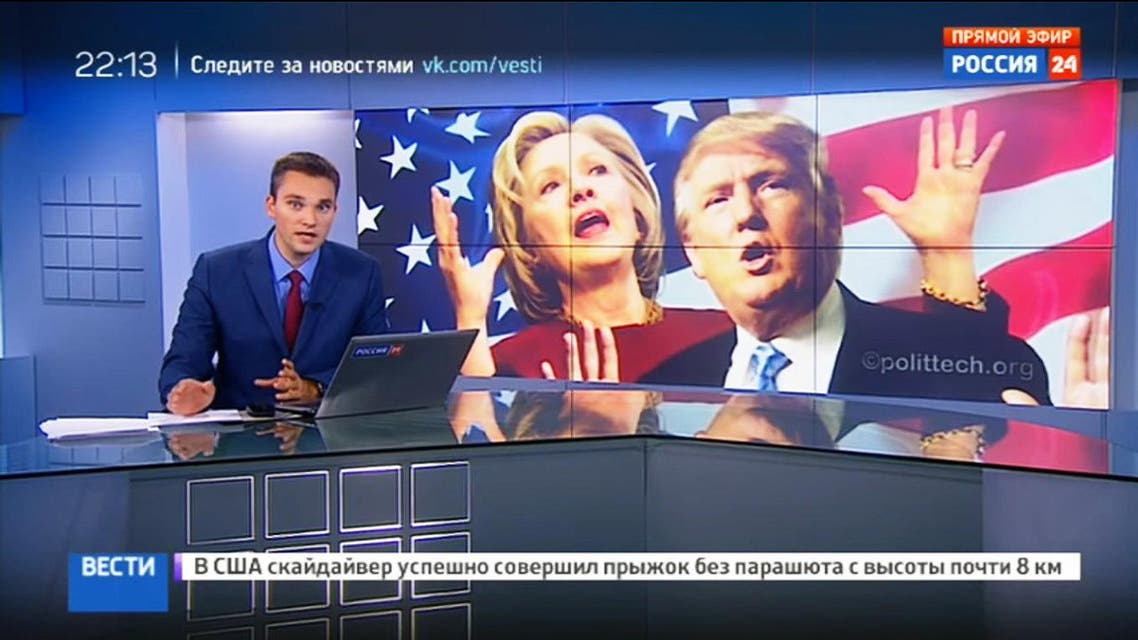Viewers were told that Clinton sees Russia as an enemy and cannot be trusted, while the Democratic Party convention was portrayed as further proof that American democracy is a sham. (Screenshot of Rossiya channel)