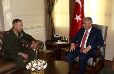 Turkish Prime Minister Yildirim meets with U.S. Joint Chiefs of Staff General Dunford in Ankara. (Reuters)