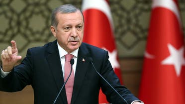  Turkey's President Recep Tayyip Erdogan speaks during an event for foreign investors, in Ankara, Turkey, on Tuesday, Aug. 2, 2016. Erdogan said, once more blasted unnamed Western countries which he says supported an attempted coup on July 15 which left more than 270 people dead. "The West is supporting terrorism and taking sides with coups." (Kayhan Ozer/Presidential Press Service, Pool Photo via AP)