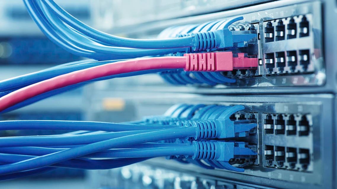 network cables connected to switch كوابل إنترنت