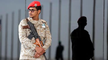 Saudi soldier stands guard AP