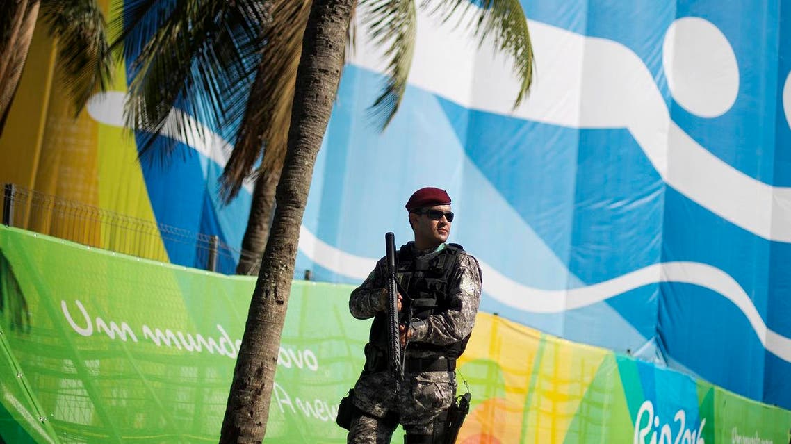 RIO 2016 A National Security Force officer patrols along Copacabana Beachs
