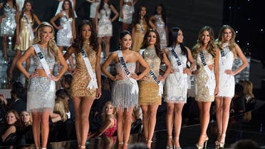 Contestants stand on stage during The 2015 MISS UNIVERSE Show at Planet Hollywood Resort & Casino, in Las Vegas, Nevada, on December 20, 2015. AFP