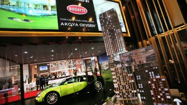 A Bugatti car is seen by the Damac Properties stand launching the world’s first Bugatti-branded homes at Cityscape Global exhibition, Tuesday, Sept. 8, 2015, in Dubai