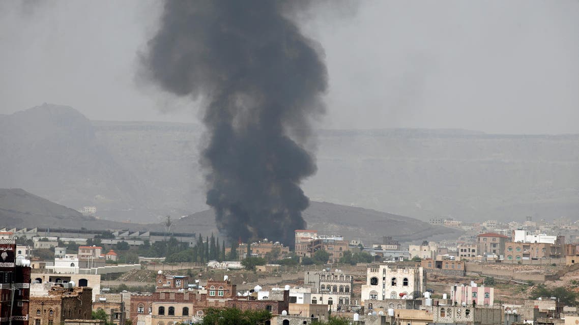 Smoke rises from a snack food factory after a Saudi-led air strike hit it in Sanaa, Yemen, August 9, 2016. REUTERS