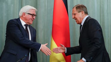 File pix of Germany's Foreign Minister Frank-Walter Steinmeier, left,  with Russian Foreign Minister Sergey Lavrov, (right), prior to a news conference in Moscow,  March 23, 2016. (AP)