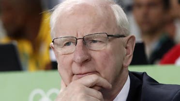 This file photo taken on August 07, 2016 shows President of the European Olympic Committees (EOC) Patrick Hickey looking on during a judo event match during the Rio 2016 Olympic Games in Rio de Janeiro on August 7, 2016. Brazilian police arrested on August 17, 2016 Olympic Council of Ireland (OCI) president Patrick Hickey concerning an alleged involvement in illegally passing on tickets for the games to unoffical vendors, media reports said.  Jack GUEZ / AFP