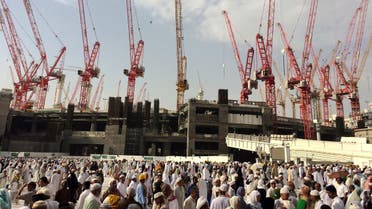 Construction cranes are seen in Saudi Arabia's holy Muslim city of Mecca on September 12, 2015, a day after a crane collapsed at the Grand Mosque. (AFP)