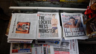 The front pages of the New York Post and the New York Daily News display the image of U.S. Olympic swimmer Ryan Lochte in New York, U.S., August 19, 2016. REUTERs