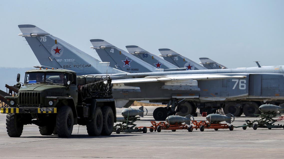 Russian military jets are seen at Hmeymim air base in Syria, June 18, 2016. (Reuters)