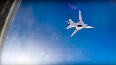 In this frame grab from video provided by Russian Defence Ministry press service, Russian long range bomber Tu-22M3 flies during an air strike over Aleppo region of Syria on Tuesday, Aug. 16, 2016. Russia's Defense Ministry said Tuesday Russian warplanes have taken off from a base in Iran to target Islamic State fighters in Syria. (Russian Defence Ministry Press Service photo via AP)